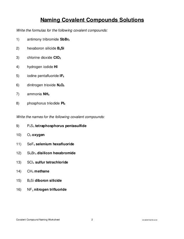 Naming Covalent Compounds Worksheet Answers Nf3 Naturalism