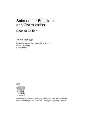 Submodular Functions and Optimization 2nd ed Edition Satoru Fujishige ...