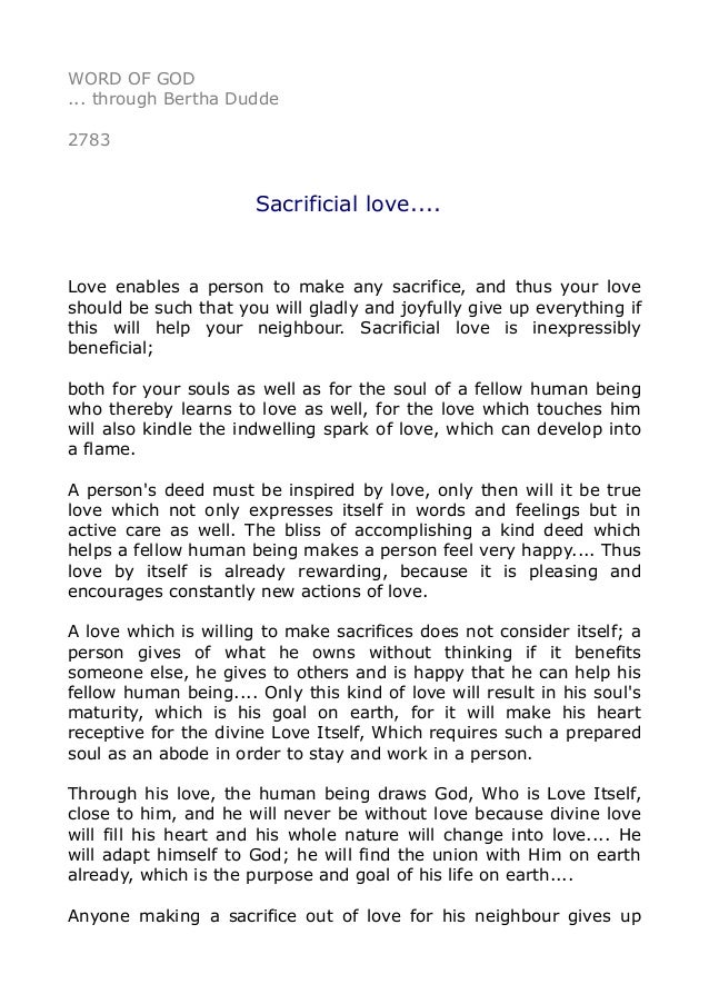 Word Of Through Bertha Dudde Sacrificial Love Word Of Through Bertha Dudde Sacrificial Love