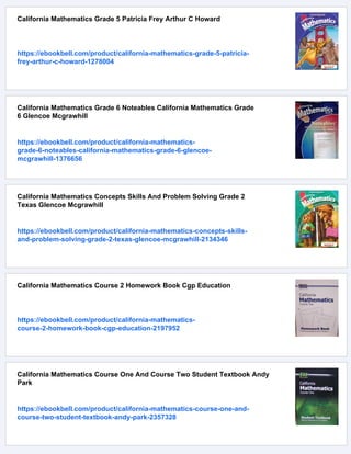 California Mathematics Grade 1 Volume 1 Altieri Balka Day Gonsalves | PDF