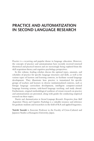 Practice And Automatization In Second Language Research Perspectives ...