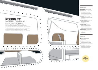 STUDIO TV
MOBILE, ORIGINAL
ET FONCTIONNEL
Afin de vous accompagner sur vos productions
audiovisuelles (Road movies, magazines, documentaires,
TV réalité, évènements sportifs, web TV…), Trailer Prod
se transforme en véritable studio mobile intégré,
original par sa forme et fonctionnel dans son utilisation.
AVANTAGES
■ 	ORIGINAL : unique en Europe
■ 	SUR-MESURE : un aménagement
et un équipement technique
intérieur et extérieur modulable
selon vos besoins et à vos couleurs
■ 	MOBILE : Indoor  Outdoor,
il n’existe plus de limites à vos lieux
de tournage
■ 	FONCTIONNEL : simultanément
décor, régie de captation
et de diffusion
■ 	IDENTITAIRE : l’Airstream
devient un outil de promotion
naturel de votre programme
et va à la rencontre de son public
■ 	ÉCONOMIQUE : mobile, flexible,
intégré. Éligible Tax Shelter
et Wallimage
SERVICES
■ 	Mise à disposition, étude
et coordination
■ 	Aménagement, équipement
et personnalisation sur-mesure
■ 	Conception et production technique
■ 	Accompagnement, conseil
et production de programmes :
www.prodalademande.com
Web :
trailerprod
.com
 