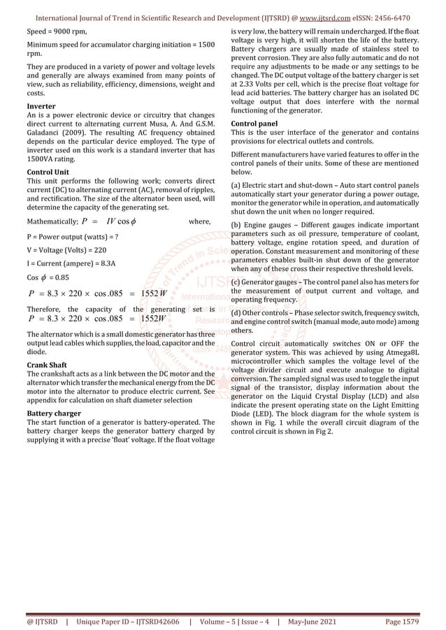 Design and Construction of Fuelless AC Generator Using Alternator ...