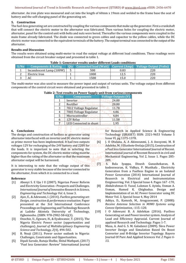 Design and Construction of Fuelless AC Generator Using Alternator ...