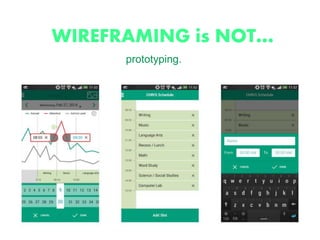 WIREFRAMING is NOT…
prototyping.
 