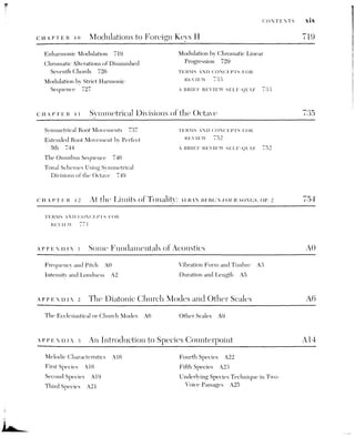 Xx CONTENTS
APPENDIX 4 Chord Symbols for Jazz and Commercial Music A26
Triads A26 Extended Tertian Chords A28
Seventh Chords A27
APPENDIX 5
Conducting Patterns A3l
Duple Meter A32 Quintuple Meter A33
Triple Meter A32 Sextuple Meter or Divided Beat A34
Quadruple Meter A32 Complex Meters A34
Single Meter A233
APPENDIX 6
Transposing Instruments A385
Concert Instruments A35 Classical Brass Instruments, Crooks,

Transposing Instruments A36 and Transpositions A37
ANSWERS TO REVIEW SELF-QUIZZES A39
GLOSSARY A87
INDEX OF MUSIC EXAMPLES AQI1
CREDITS ALOO
INDEX A102
 
