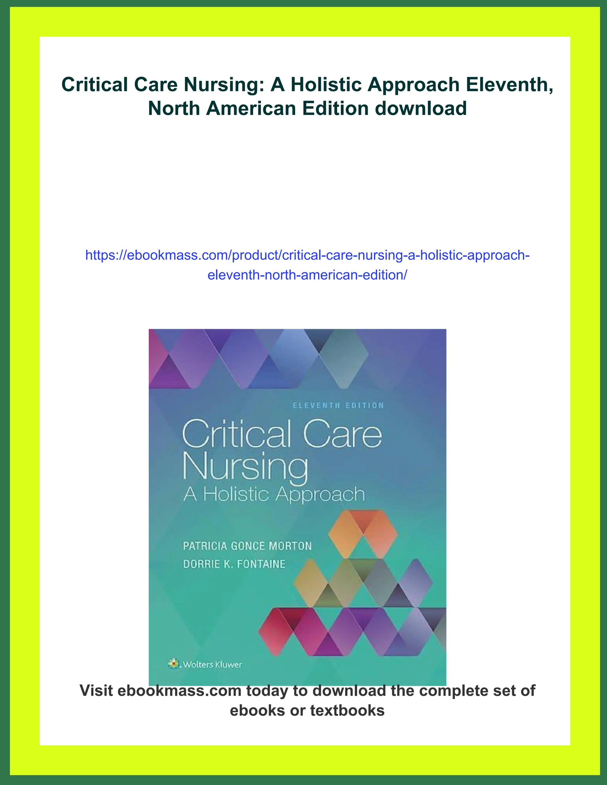 Critical Care Nursing: A Holistic Approach Eleventh, North