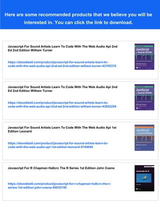 Javascript For Sound Artists Learn To Code With The Web Audio Api ...