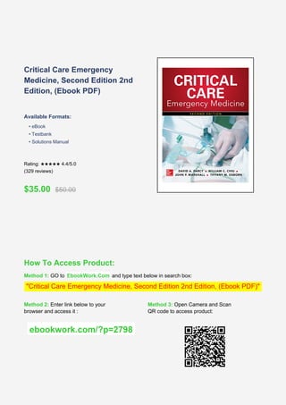 Comprehensive Guide to Critical Care Emergency Medicine - 2nd Edition | PDF