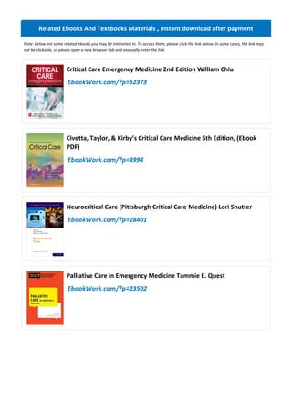 Comprehensive Guide to Critical Care Emergency Medicine - 2nd Edition | PDF