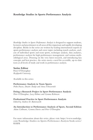 Adam Routledge An Introduction To Performance Analysis Of Sport 2nd Edition Adam ...
