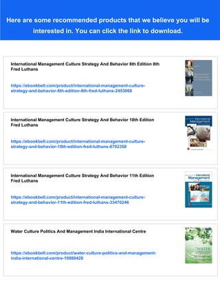International Management Culture Strategy And Behavior 12e Ise