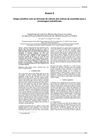 Anexos
XVIII
Anexo 5
Artigo científico com as fórmulas de cálculo dos índices de exactidão para a
amostragem estratificada
 