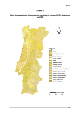Anexos
XXII
Anexo 6
Mapa de ocupação do solo produzido com base na imagem MERIS de Agosto
de 2005
 