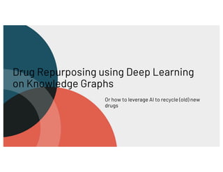Drug Repurposing using Deep Learning
on Knowledge Graphs
Or how to leverage AI to recycle (old) new
drugs
 