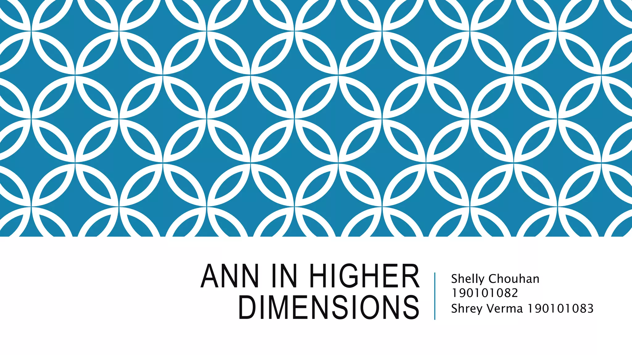 ANN IN HIGHER
DIMENSIONS
Shelly Chouhan
190101082
Shrey Verma 190101083
 