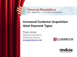 Increased Customer Acquisition
Ideal Payment Types
Russ Jones
Payments Consultant
Glenbrook Partners
www.glenbrook.com
 
