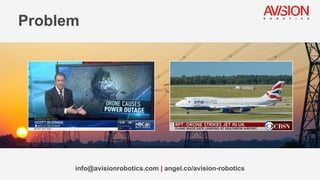 Problem
info@avisionrobotics.com | angel.co/avision-robotics
 