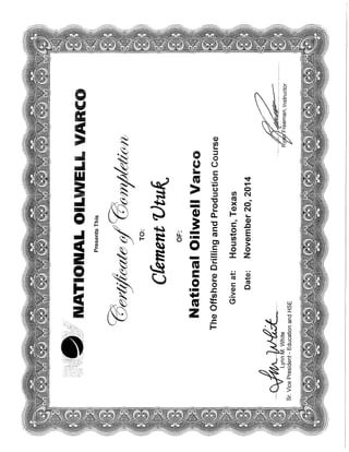 Certificate for Offshore Drilling and Production Course