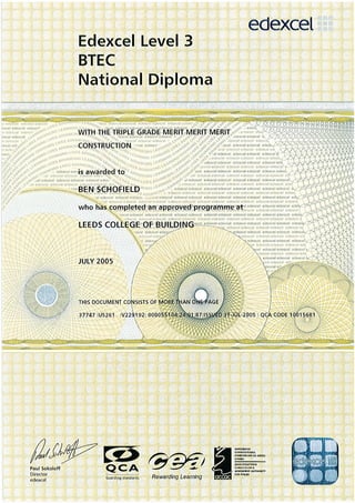 BTEC National Diploma - Construction