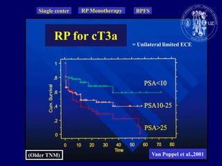 Single centerRP MonotherapyBPFSRP for cT3a= Unilaterallimited ECEVan Poppel et al.,2001(Older TNM)