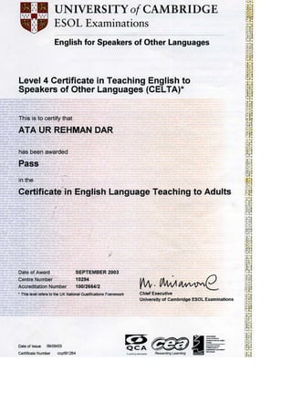 CELTA Certificate