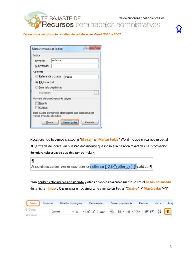 Cómo crear un glosario o índice de palabras o términos en word 2010 y…