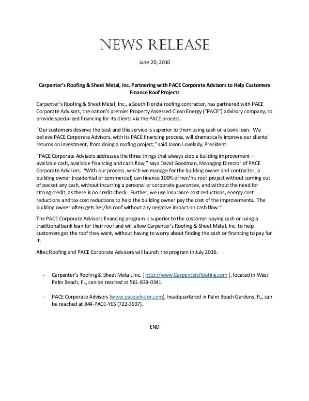 Carpenter S And Pca Press Release