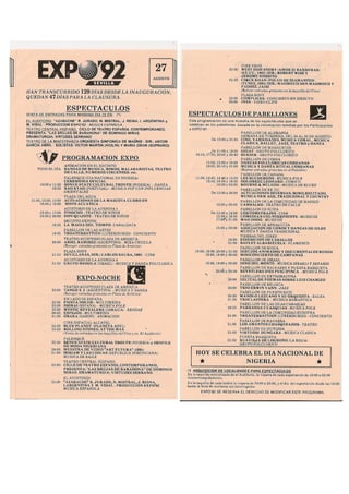 Programa del 27 de agosto de EXPO 92