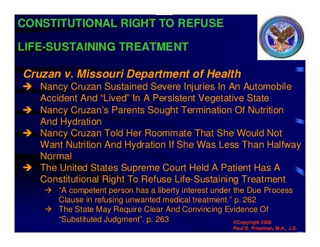 termination of nutrition and hydration Termination of artificially administered nutrition and hydration for james d butcher, il does not constitute the absence of necessary food or necessary health care and does not constitute. termination of nutrition and hydration Termination of artificially administered nutrition and hydration for james d butcher, il does not constitute the absence of necessary food or necessary health care and does not constitute.