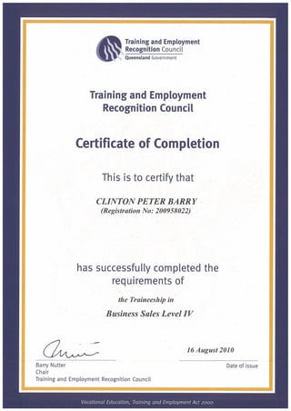 QLD Government Certificate 4 in Business Sales
