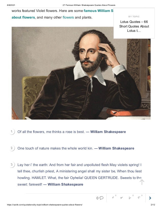 27 Famous William Shakespeare Quotes About Flowers