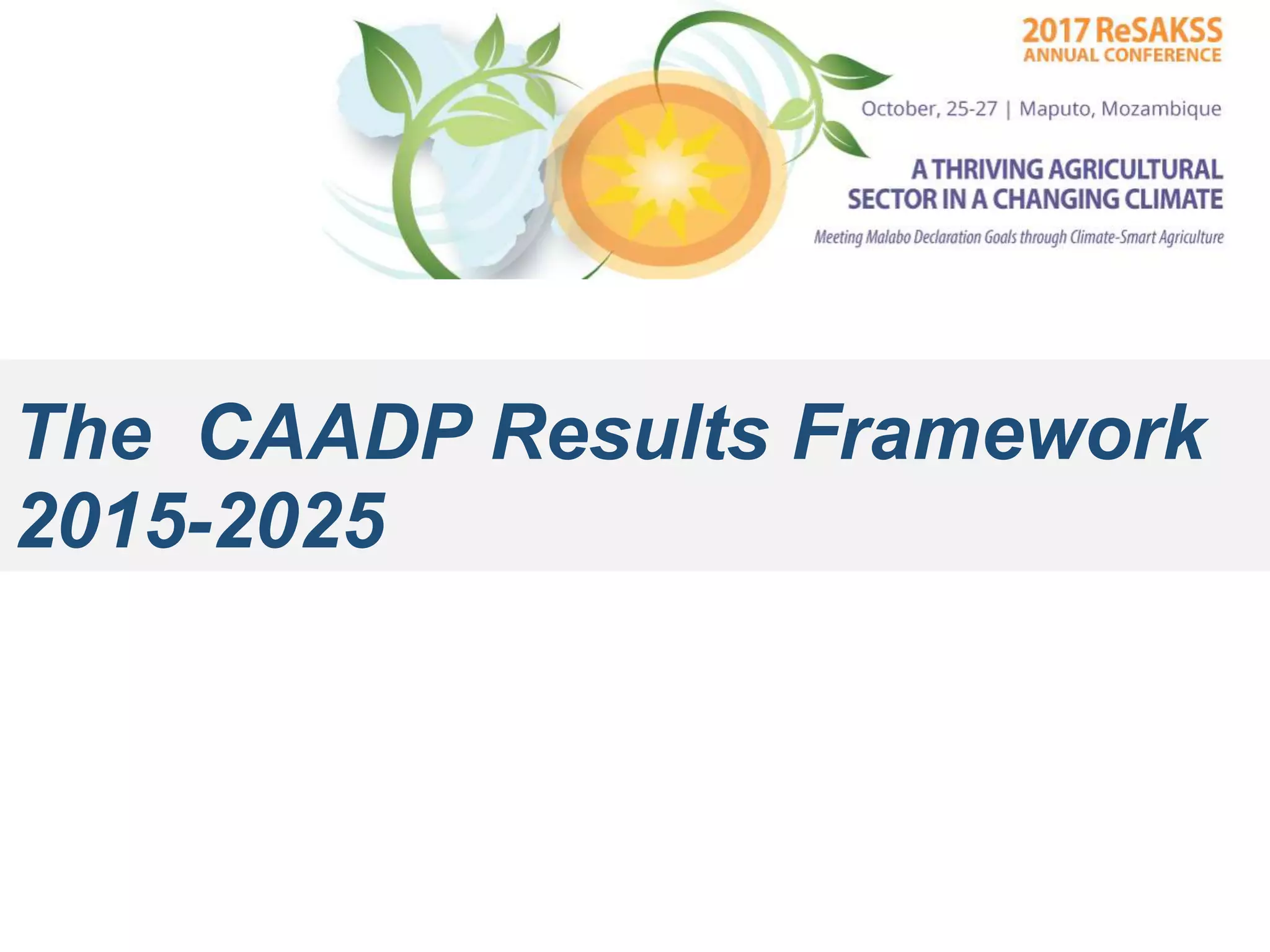 The CAADP Results Framework
2015-2025
