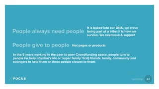 People always need people
People give to people
In the 5 years working in the peer to peer Crowdfunding space, people turn...