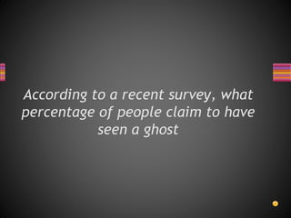 According to a recent survey, what
percentage of people claim to have
seen a ghost
 