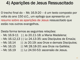 30
16.17 Sinais que acompanharão quem proclamar o evangelho.
Não significa que quem não expulsa demônios nem fala em
línguas não é cristão; que quem tem fé pode pegar em
serpentes e beber veneno que não morrerá.
Ninguém alegará ser capaz de explicar todas as dificuldades
bíblicas, porém, é um erro pressupor que o que ainda não foi
explicado nunca o será; pressupor que o que até hoje não foi
explicado é inexplicável.
Por isso continua-se a pesquisar a Bíblia na certeza de que,
algum dia, o Espírito Santo nos dará a resposta.
 