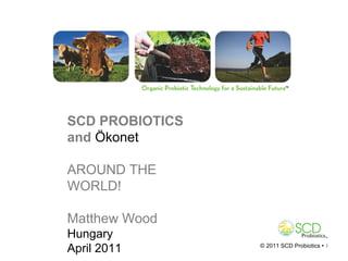 © 2011 SCD Probiotics  1
SCD PROBIOTICS
and Ökonet
AROUND THE
WORLD!
Matthew Wood
Hungary
April 2011
 