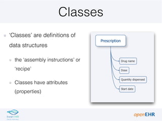 Classes
‘Classes’ are definitions of
data structures
the ‘assembly instructions’ or
‘recipe’
Classes have attributes
(properties)
 