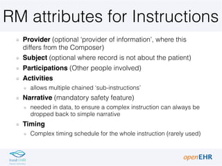 RM attributes for Instructions
Provider (optional ‘provider of information’, where this
differs from the Composer)
Subject...