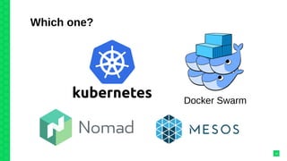 Which one?
13
Docker Swarm
 