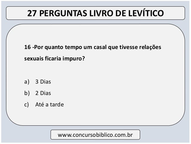 27 Perguntas Biblicas Com Respostas Livro De Levitico