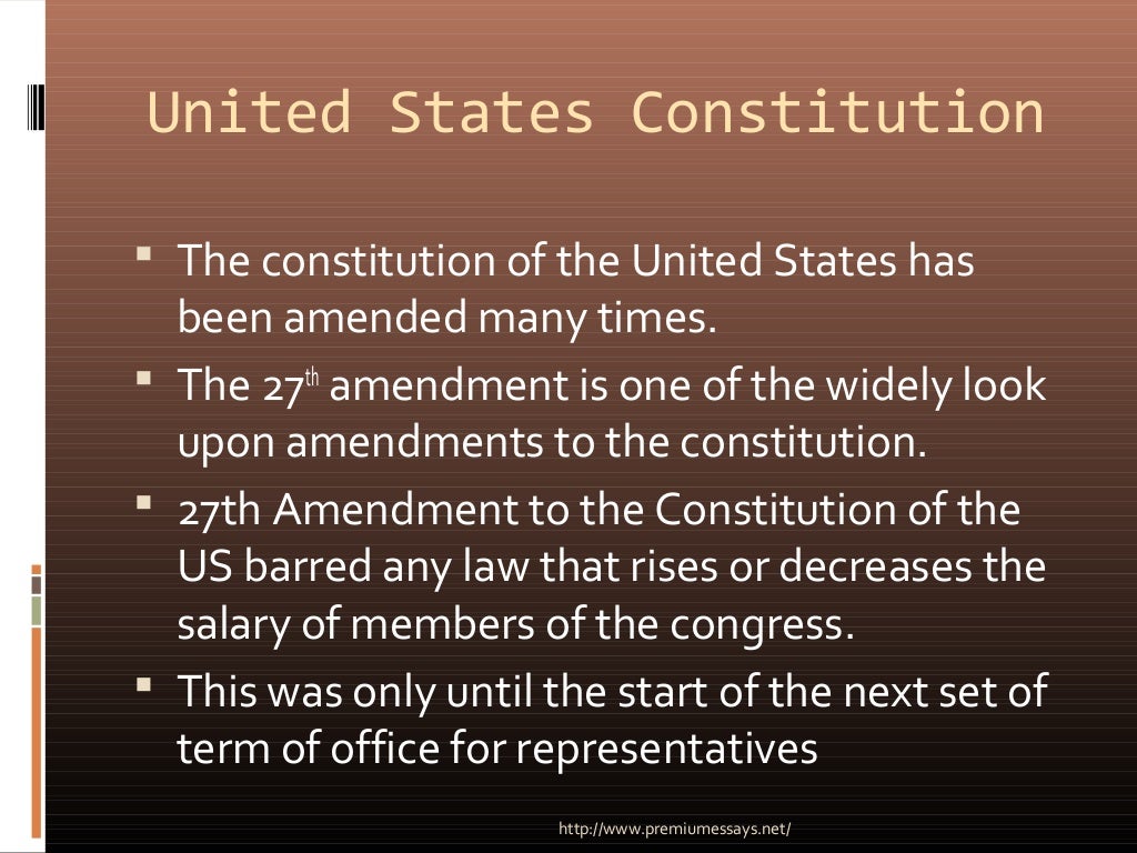 27th amendment to the constitution of the united