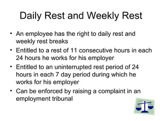 Minimum Rest 2 7 the minimum wage act working time reg | PPT
