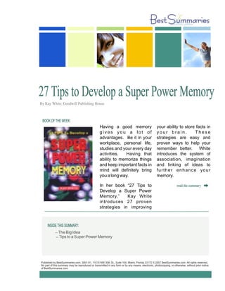 27 Tips to Develop a Super Power Memory