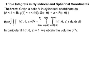 27 triple integrals in spherical and cylindrical coordinates | PPT