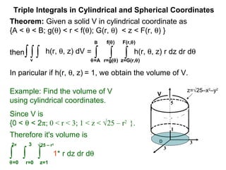 27 triple integrals in spherical and cylindrical coordinates | PPT