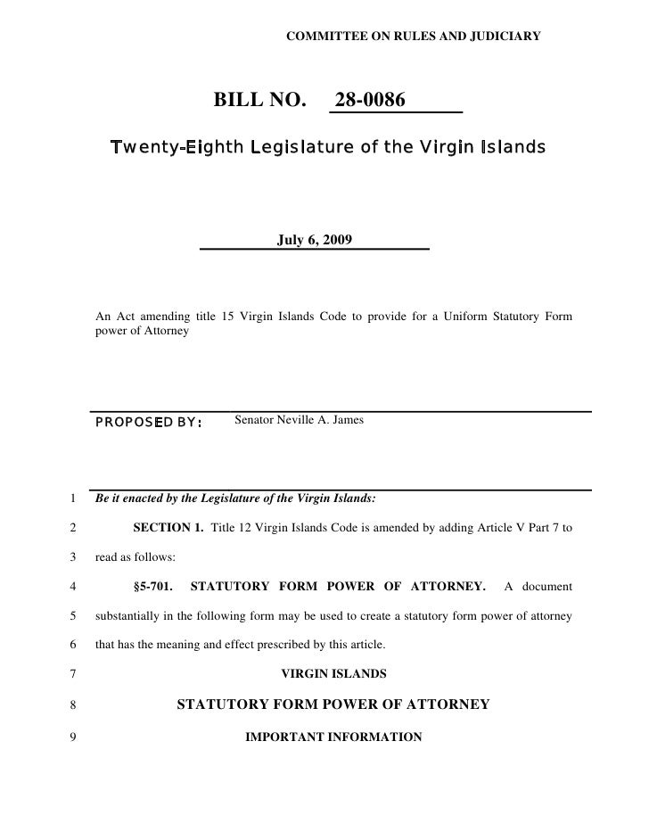 power of attorney form virgin islands
Billl No. 12-12 Amendment To Provide For A Uniform ... power of attorney form virgin islands
Billl No. 12-12 Amendment To Provide For A Uniform ...