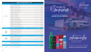 34 35
	 TABELA DE PREÇOS PRODUTOS - 2019
MARCA CÓDIGO PRODUTO PONTOS PÁGINA VALOR
70.9814.000 Gala Glamour - Feminino 41 18 R$ 132,00
70.9814.001 Paradis Rose - Feminino 31 19 R$ 99,50
70.9814.002 Paradis Summer - Feminino 31 19 R$ 99,50
70.9814.003 Extra Mile 1 - Masculino 40 20 R$ 128,00
70.9814.004 Extra Mile 2 - Masculino 40 20 R$ 128,00
70.9814.005 Visionnaire Absolu - Masculino 44 16 R$ 140,00
70.9814.012 Monaco - Feminino 25 14 R$ 79,00
70.9814.013 Monaco - Masculino 25 14 R$ 79,00
70.9814.014 Paris - Feminino 25 15 R$ 79,00
70.9814.015 Paris - Masculino 25 15 R$ 79,00
70.9814.016 Las Vegas - Feminino 25 17 R$ 79,00
70.9814.017 Las Vegas - Masculino 25 17 R$ 79,00
70.9814.024 Everlast Be Bold - Masculino 53 13 R$ 139,90
70.9814.025 Everlast Be Strong - Masculino 53 13 R$ 139,90
709.814.038 Kit com 2 Flaconetes Extra Mile 9 12 R$ 30,00
709.814.035 Kit com 3 Flaconetes for men 14 12 R$ 45,00
709.814.036 Kit com 3 Flaconetes for women 14 12 R$ 45,00
709.814.037 Kit com 2 Flaconetes Paradis 9 12 R$ 30,00
709.814.039 Kit com 2 Flaconetes Gala e Visionnaire 9 12 R$ 30,00
MARCA CÓDIGO PRODUTO PONTOS PÁGINA VALOR
70.3590.000 Eliminador de Odores Pet Cless 18 31 R$ 56,00
70.3590.001 Deo Colonia Macho Pet Cless 12 30 R$ 37,50
70.3590.002 Deo Colonia Femea Pet Cless 12 30 R$ 37,50
70.3590.003 Mousse de banho Pet Cless 14 31 R$ 44,00
70.3590.004 Seca Xixi 10 31 R$ 33,00
MARCA CÓDIGO PRODUTO PONTOS PÁGINA VALOR
70.4520.000 Eco Home Limpador Multiuso 17 28 R$ 55,00
70.4520.001 Eco Home Amaciante 17 29 R$ 54,00
70.4520.002 Eco Home Lava Roupas 24 29 R$ 77,50
70.4520.003 Eco Home Limpa Forno 14 28 R$ 43,50
MARCA CÓDIGO PRODUTO PONTOS PÁGINA VALOR
70.8280.000 Mousse Depilatório 20 27 R$ 64,90
70.1515.000 Magic Touch Efeito Lifting 19 26 R$62,00
MARCA CÓDIGO PRODUTO PONTOS PÁGINA VALOR
70.9647.000 Spray Secante de Esmalte 9 27 R$ 28,00
ConsumoCLUBE DE
35
Tenha acesso aos produtos consagrados
de uma das maiores indústrias brasileira,
tornando-se um consultor Cless Conceito.
PRODUTOS
selecionadosQUE FAZEM PARTE
DO SEU DIA A DIA
ACUMULE PONTOS E
GANHE MUITOS PRÊMIOS
para Consultor
Cless Conceito
Exclusivo
 