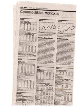 Jornal Valor Econômico: Dados Commodities 28/10/2015