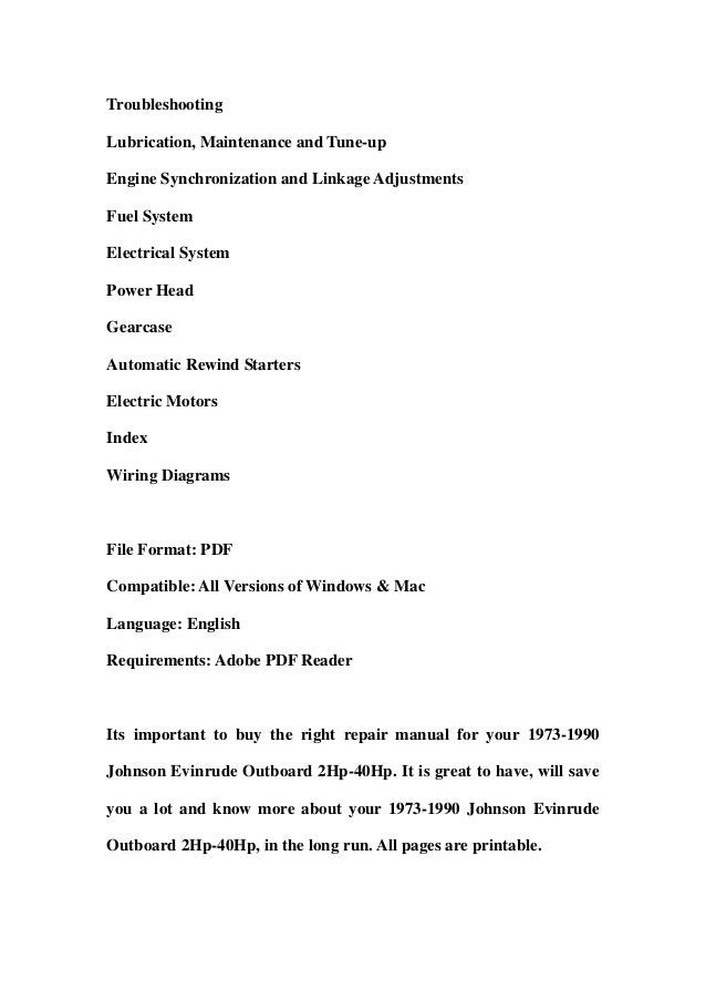 Johnson Evinrude 2016 Outboard Service Manual